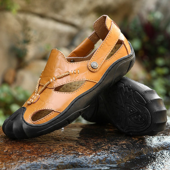 Shawbest-Mens Fashion Genuine Leather Sandals