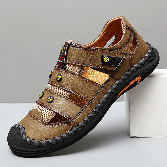 Shawbest-New Summer Men Handmade Leather Sandals