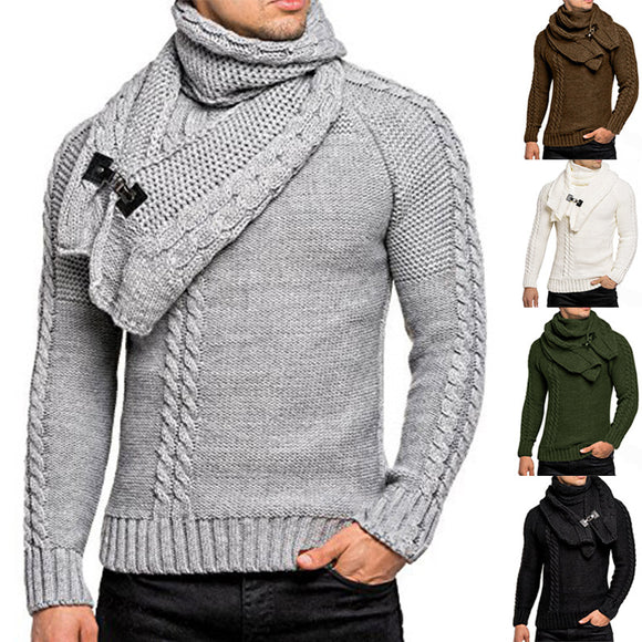 Shawbest-Men Detachable Leather Buckle Sweater