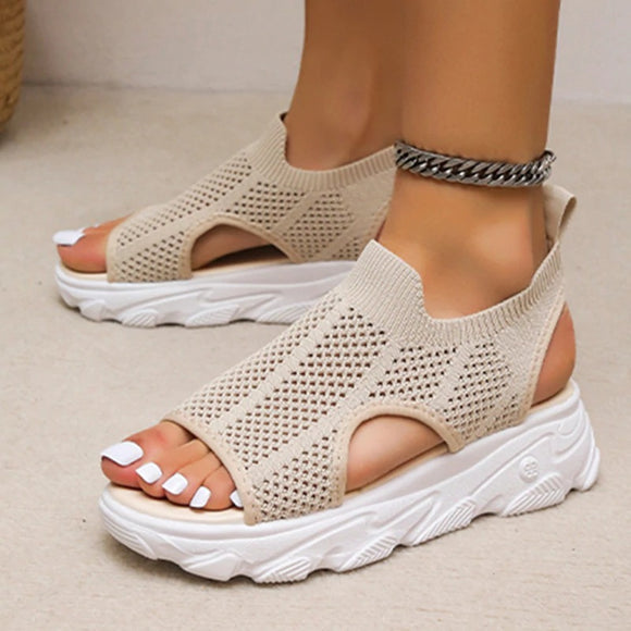 Shawbest-New Women Summer Knitted Breathable Sandals
