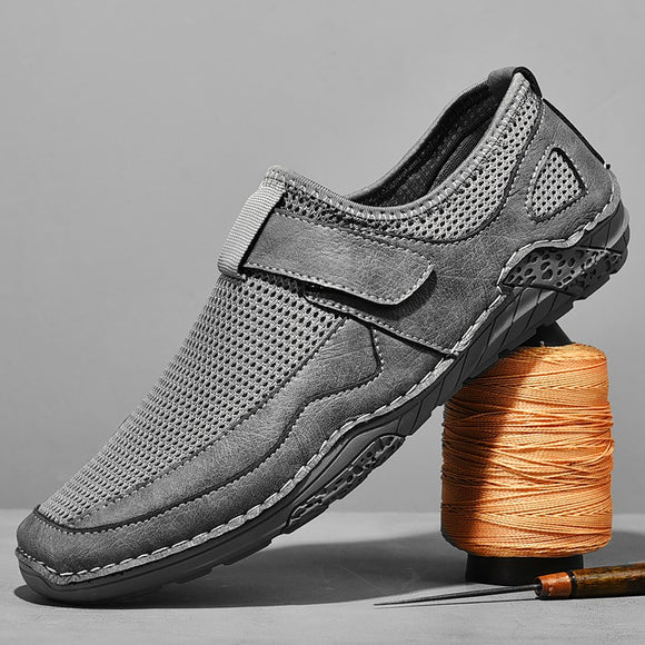 Shawbest-New Men's Leather Mesh Stitching Shoes