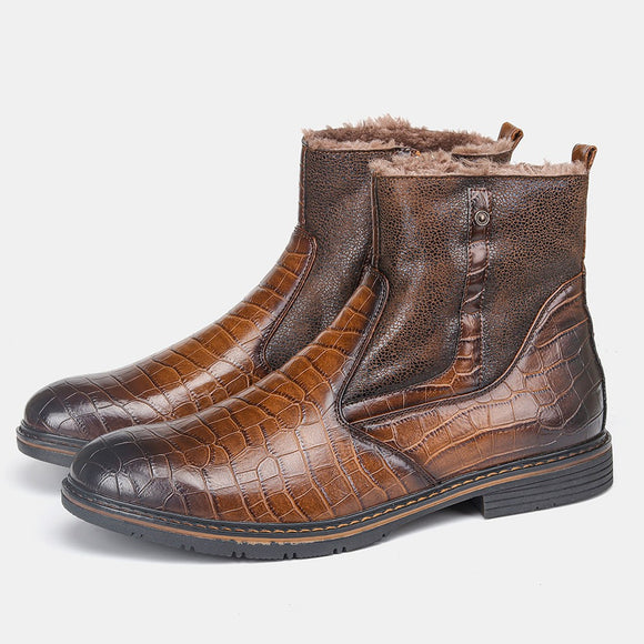 Shawbest-Men Handmade Leather Warm Boots