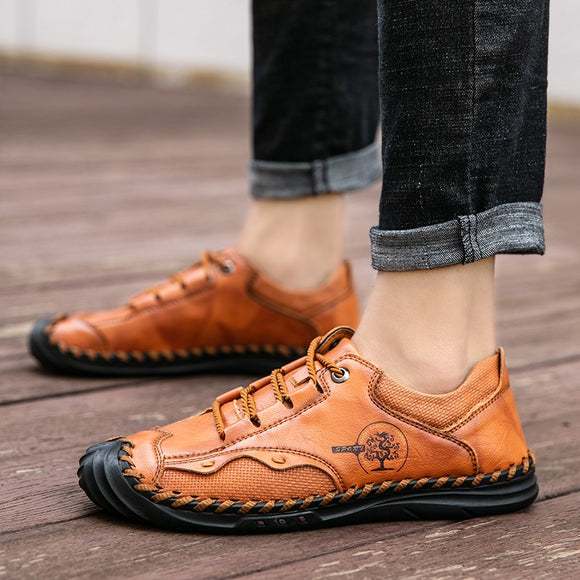 Shawbest-Handmade Men Leather Driving Shoes