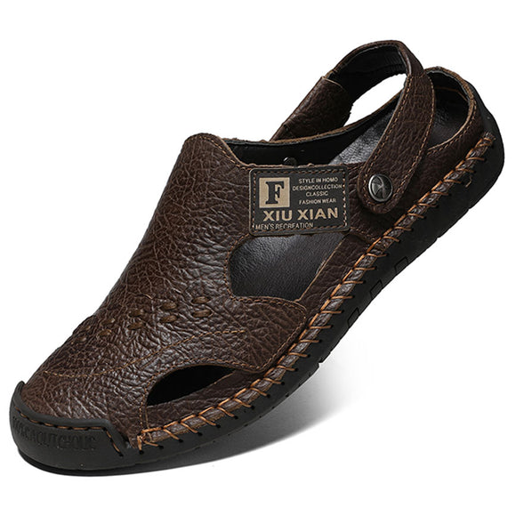 Shawbest-New Men Summer Leather Sandals