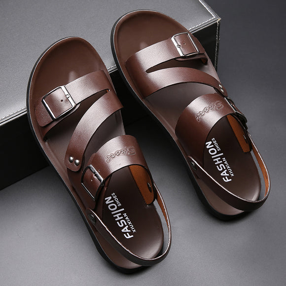 Shawbest-New Fashion Leather Men Summer Sandals
