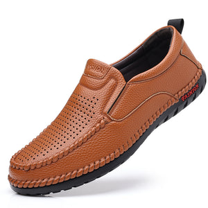 Shawbest-Men Genuine Leather Soft Driving Loafers