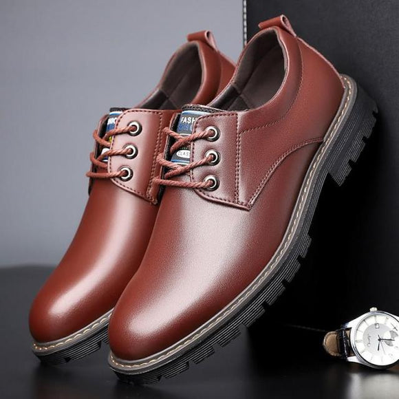 Shawbest-New Men Leather Casual Brogue Shoes