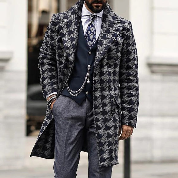 Shawbest-Fashion Plaid Mid-length Woolen Coat