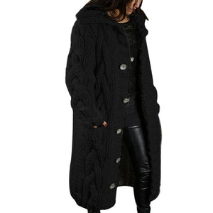 Shawbest-New Women Winter Fashion Hooded Long Cardigan