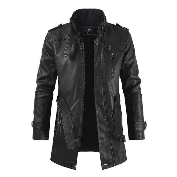 Shawbest-New Men's Mid-length Leather Jacket