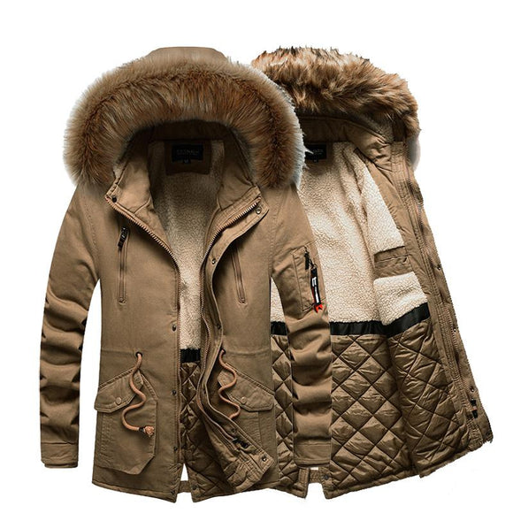 Shawbest-Men Casual Long Style Hooded Fleece Jackets