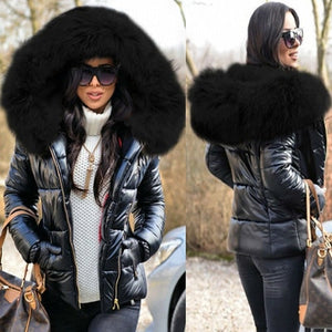 Shawbest-Women Winter Fur Short Down Padded Jacket