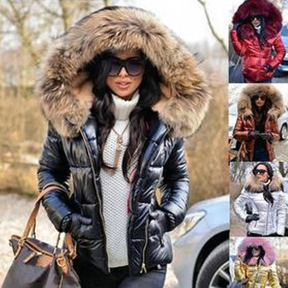 Shawbest-Women Winter Fur Short Down Padded Jacket