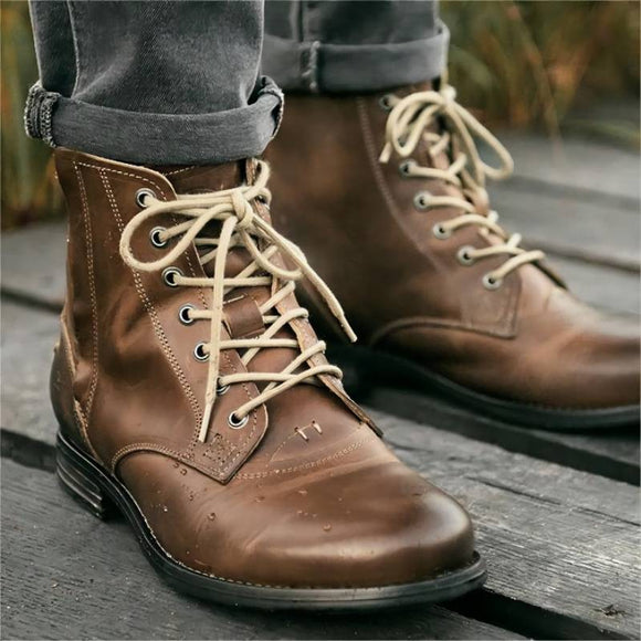 Shawbest-Mens Handmade Fashion Leather Concise Boots