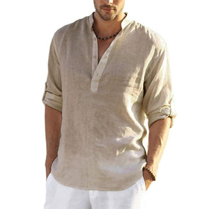 Shawbest-Men Casual Cotton Linen Shirt
