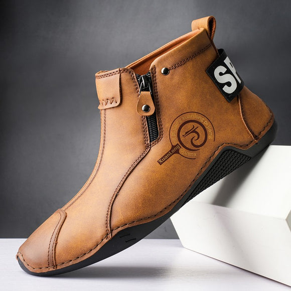 Shawbest-New Men Leather Fashion  Ankle Boots