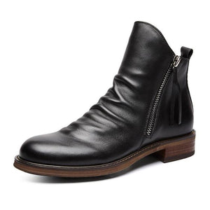 Shawbest-New Men Leather Tassel Fashion Boots