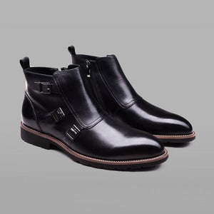 Shawbest-Genuine Leather Buckle Strap Boots
