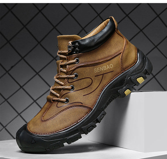 Shawbest-Waterproof Leather Men Hiking Boots