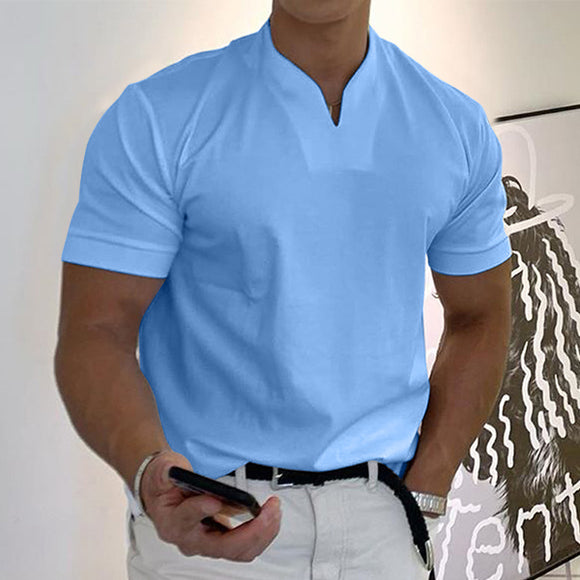 Shawbest-Mens Fashion Solid Color V-Neck T-Shirts