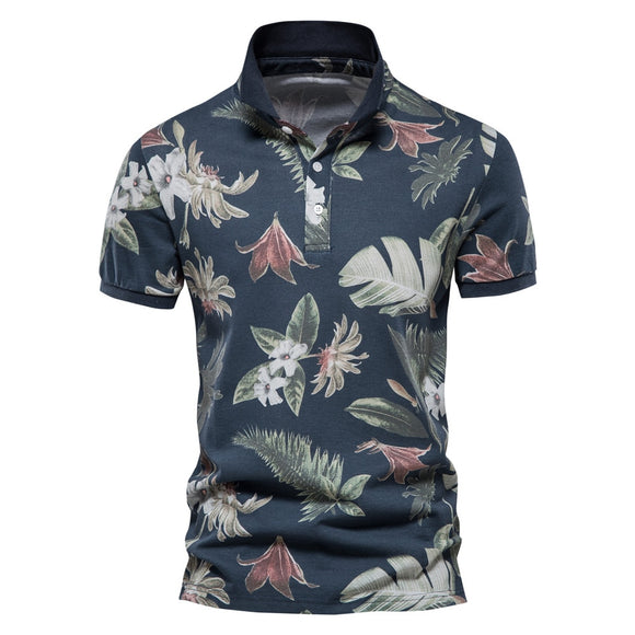 Shawbest-Men Cotton Hawaii Style Polo Shirts