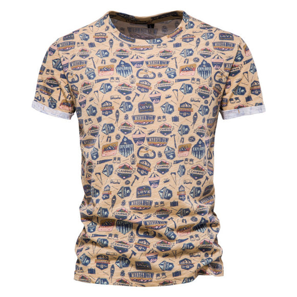 Shawbest-Men's Printed Cotton Fashion Summer T-shirts