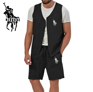 Shawbest-Linen Vest Shorts Two Set