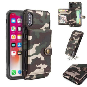 Shawbest - Fashion Camouflage Army Flip Wallet Card Holder Case For iphone