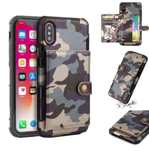 Shawbest - Fashion Camouflage Army Flip Wallet Card Holder Case For iphone