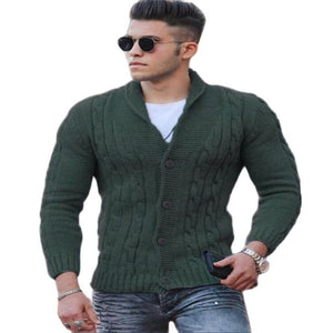 Shawbest-Mens Slim Knit Single-Breasted Sweater