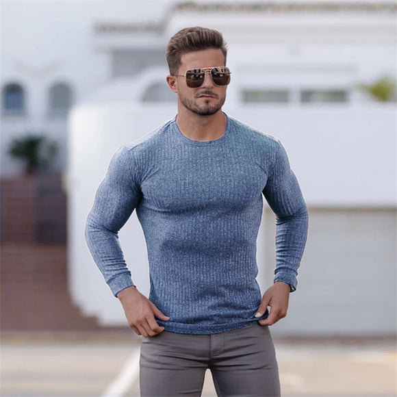 Shawbest-Fashion Mens Thin Slim Sweaters