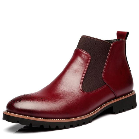 Shawbest-Autumn Winter Genuine Leather Ankle Chelsea Boots