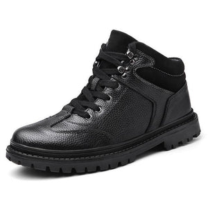 Shawbest-Men Winter Warm Plush Leather Boots