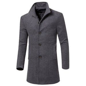 Shawbest-Fashion Lapel Mid-length  Woolen Coat