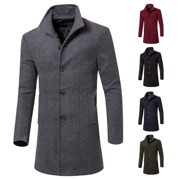 Shawbest-Fashion Lapel Mid-length  Woolen Coat