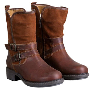 Shawbest-Buckle Western Comfy Fashion Motorcycle Boots