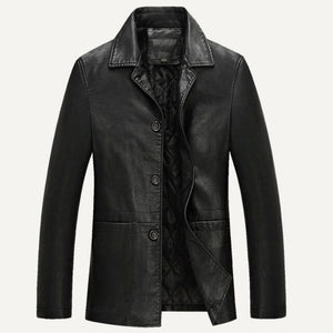 Shawbest-Men Thick Warm Business Leather Jacket