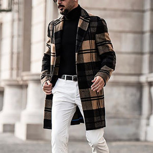 Men's Slim Fit Woolen Casual Long Trench Coat
