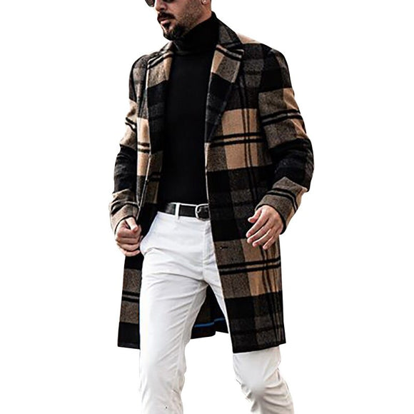 Men's Slim Fit Woolen Casual Long Trench Coat