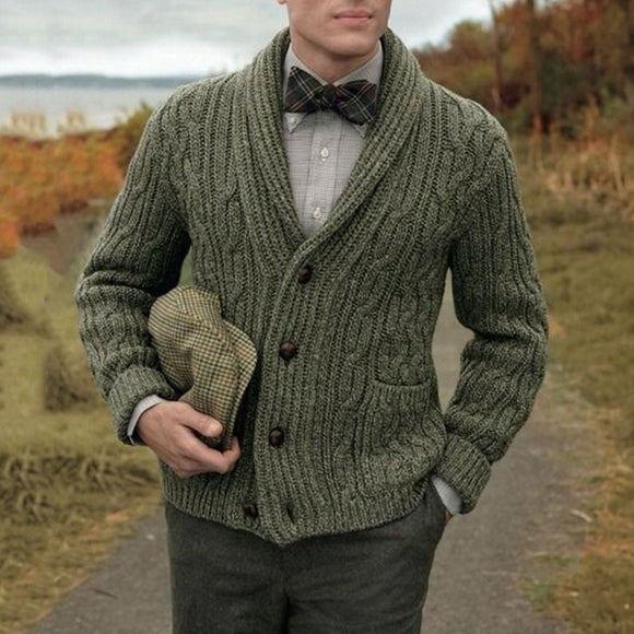 Shawbest-Mens Fashion Knitted Thick Warm Cardigan
