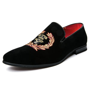 Shawbest-Men's Suede Leather Embroidery Loafers