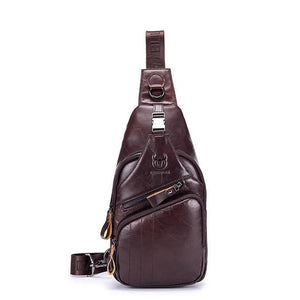 Shawbest-Genuine Leather Men Casual Crossbody Bag
