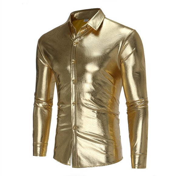 Shawbest-Leather Men Party Shirts