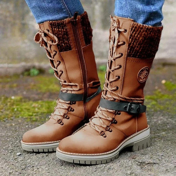 Shawbest-Women Fashion Winter Mid Calf Boots