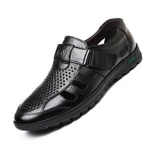 Shawbest-New Hollow Out Men Genuine Leather Sandals