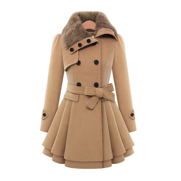 Shawbest-Womens Winter Woolen Fashion Slim Trench Coats