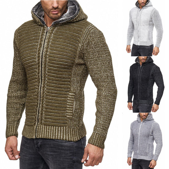 Shawbest-New Men Hooded Knitted Sweater