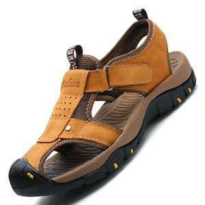 Shawbest-Men Genuine Cow Leather Classic Sandals