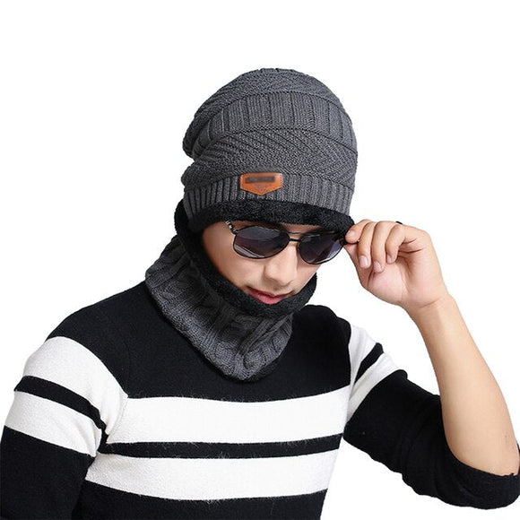 Shawbest-Knitted Beanie Hats Scarf Set