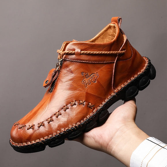 Shawbest-Men's Casual Genuine Leather Comfortable Ankle Boots